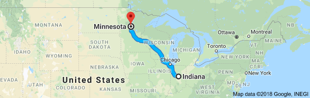 Indiana to Minnesota Auto Transport Route
