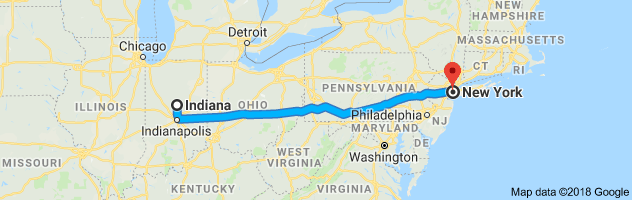 Indiana to New York Auto Transport Route