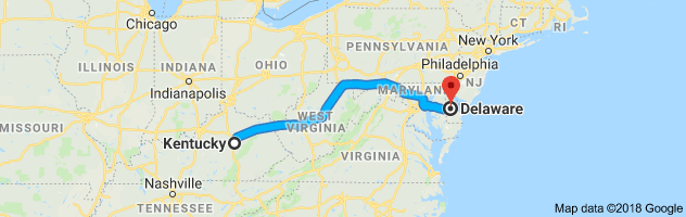Kentucky to Delaware Auto Transport Route