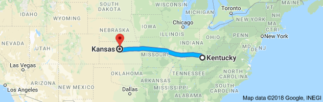 Kentucky to Kansas Auto Transport Route