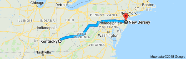 Kentucky to New Jersey Auto Transport Route