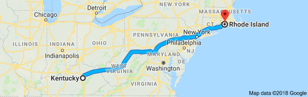 Kentucky to Rhode Island Auto Transport Route