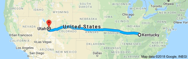 Kentucky to Utah Auto Transport Route