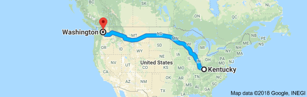 Kentucky to Washington Auto Transport Route