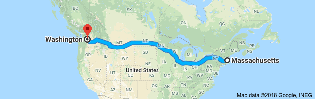 Massachusetts to Washington Auto Transport Route