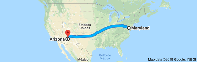 Maryland to Arizona Auto Transport Route