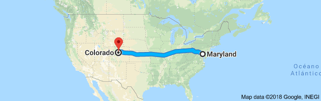 Maryland to Colorado Auto Transport Route