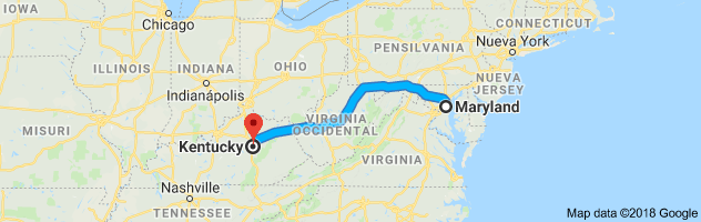 Maryland to Kentucky Auto Transport Route