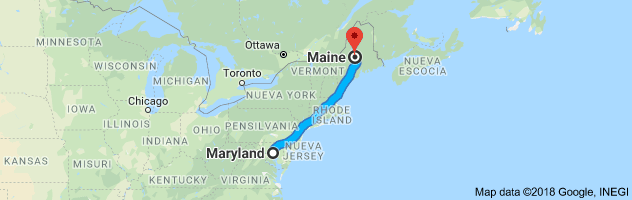 Maryland to Maine Auto Transport Route