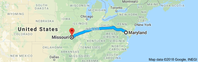 Maryland to Missouri Auto Transport Route