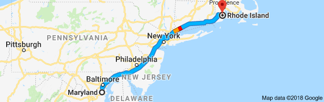 Maryland to Rhode Island Auto Transport Route