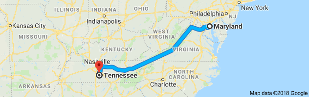 Maryland to Tennessee Auto Transport Route
