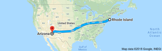 Rhode Island to Arizona Auto Transport Route