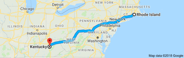 Rhode Island to Kentucky Auto Transport Route