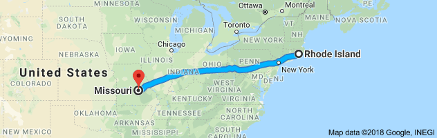 Rhode Island to Missouri Auto Transport Route