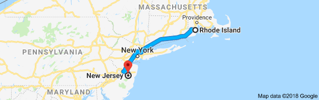 Rhode Island to New Jersey Auto Transport Route