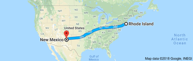 Rhode Island to New Mexico Auto Transport Route