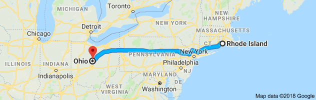 Rhode Island to Ohio Auto Transport Route
