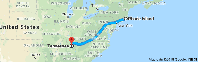 Rhode Island to Tennessee Auto Transport Route