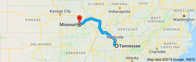 Tennessee to Missouri Auto Transport Route