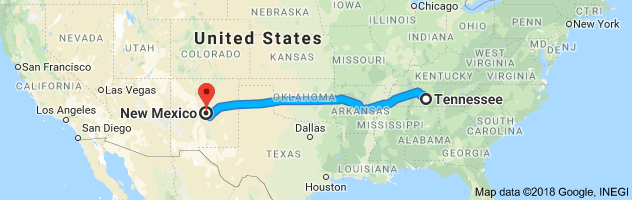 Tennessee to New Mexico Auto Transport Route