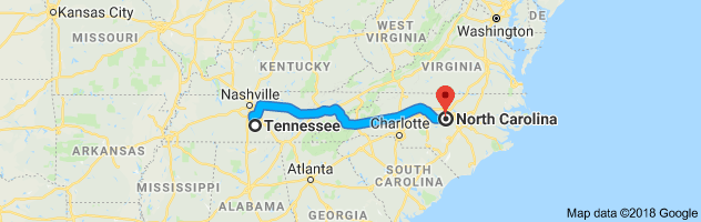 Tennessee to North Carolina Auto Transport Route