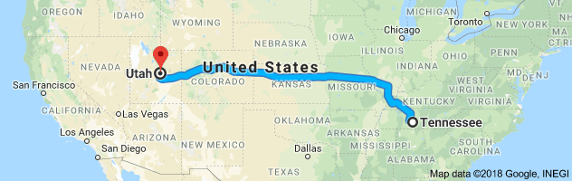 Tennessee to Utah Auto Transport Route