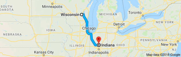 Wisconsin to Indiana Auto Transport Route