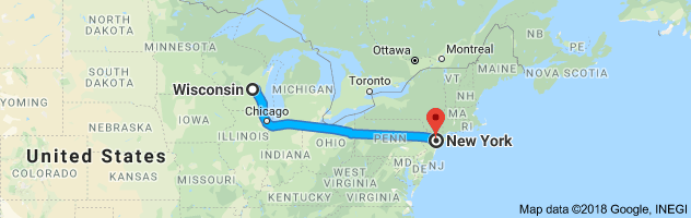 Wisconsin to New York Auto Transport Route