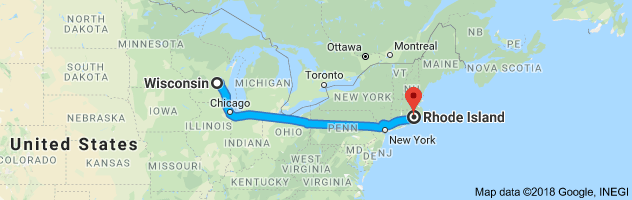 Wisconsin to Rhode Island Auto Transport Route