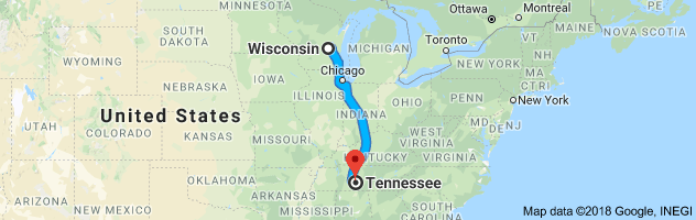 Wisconsin to Tennessee Auto Transport Route