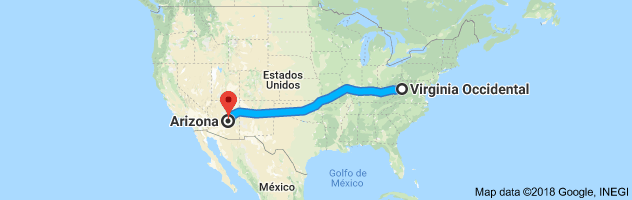 West Virginia to Arizona Auto Transport Route