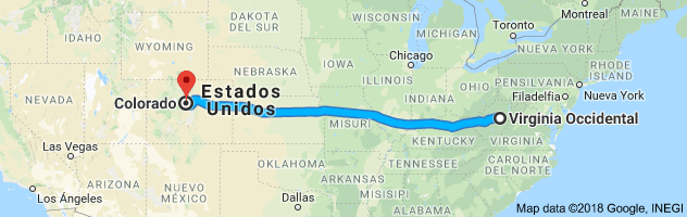 West Virginia to Colorado Auto Transport Route