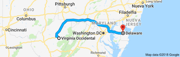 West Virginia to Delaware Auto Transport Route