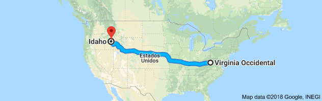 West Virginia to Idaho Auto Transport Route