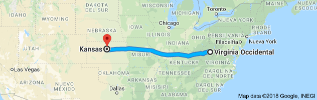 West Virginia to Kansas Auto Transport Route