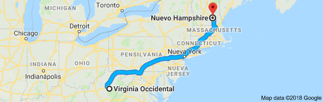 West Virginia to New Hampshire Auto Transport Route