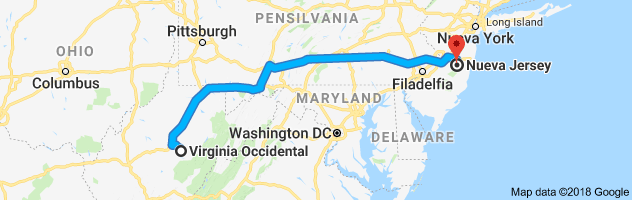 West Virginia to New Jersey Auto Transport Route