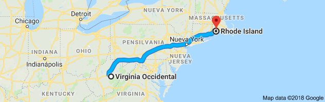 West Virginia to Rhode Island Auto Transport Route