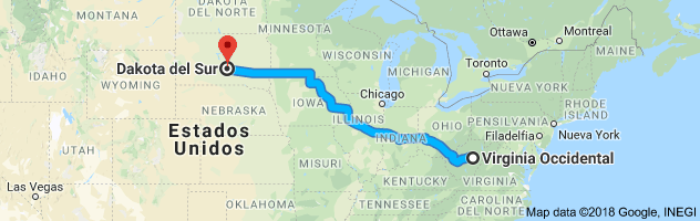 West Virginia to South Dakota Auto Transport Route