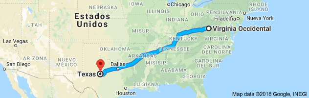 West Virginia to Texas Auto Transport Route