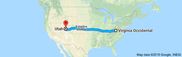 West Virginia to Utah Auto Transport Route