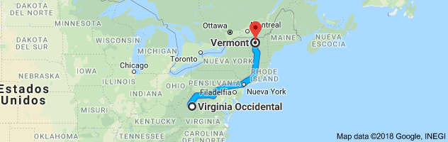 West Virginia to Vermont Auto Transport Route